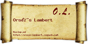 Orsós Lambert névjegykártya