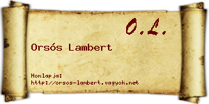 Orsós Lambert névjegykártya